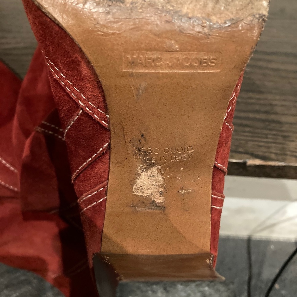 Burgundy suede Marc Jacobs tall boots - Picture 13 of 14
